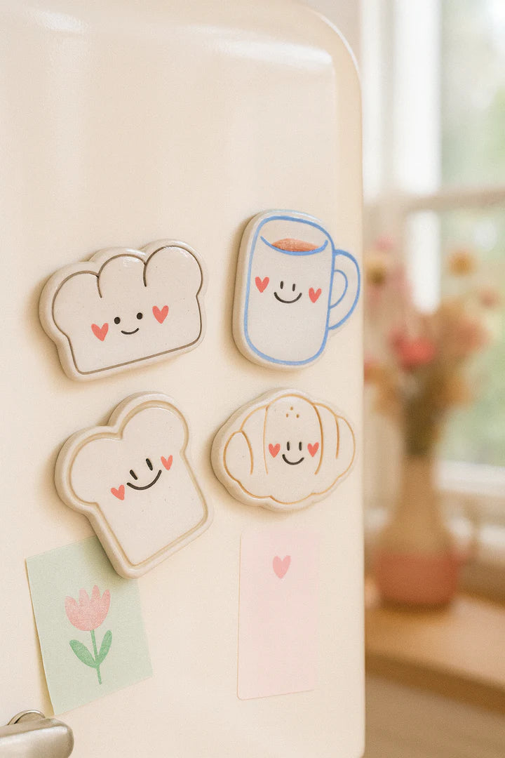 Lot de 4 magnets Croissants Bleu Clémentine ☕️🥐