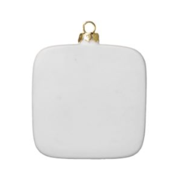 Ceramic to decorate - Flat square Christmas ball 11 cm