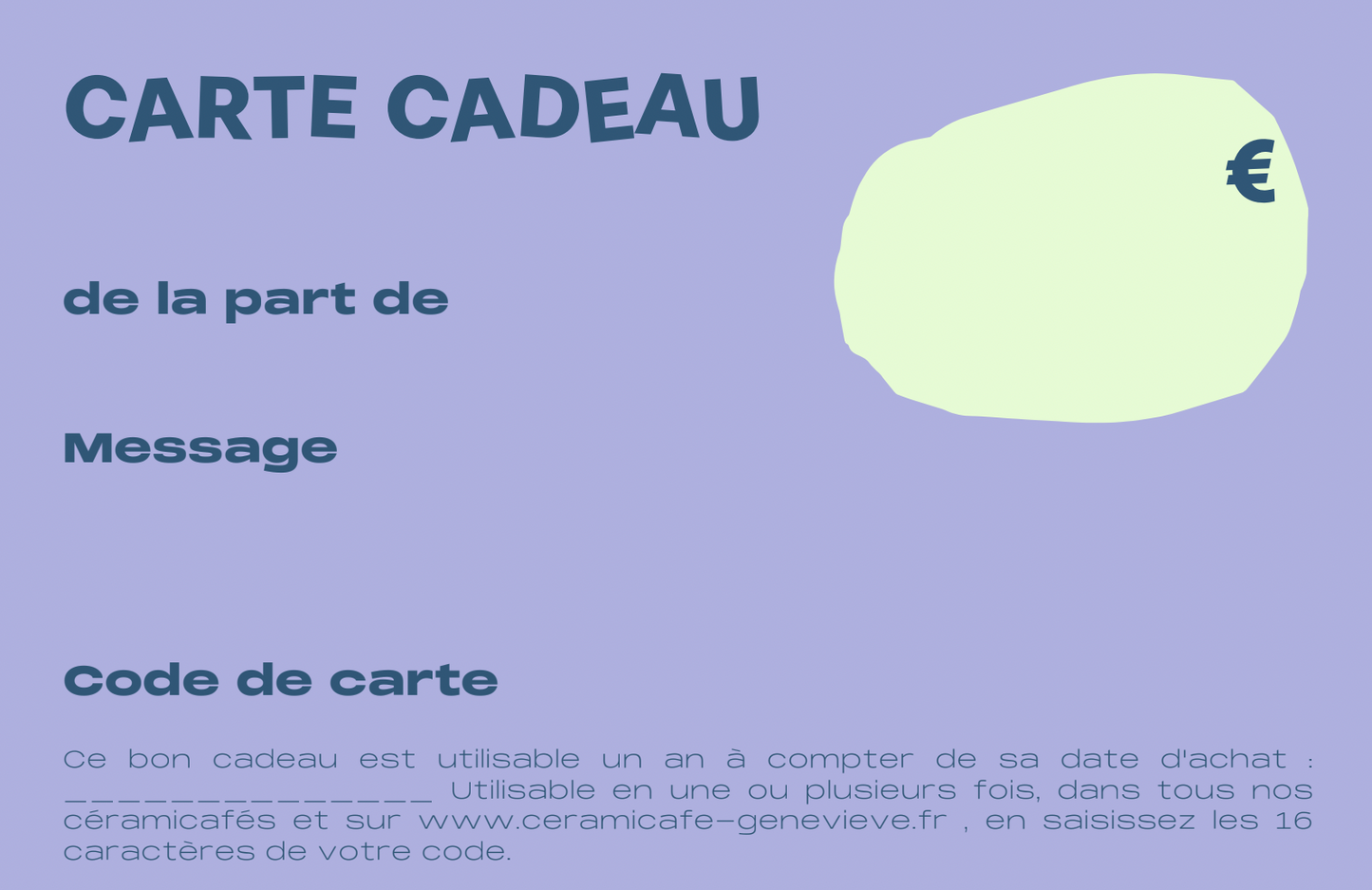 Carte Cadeau Céramicafé Geneviève