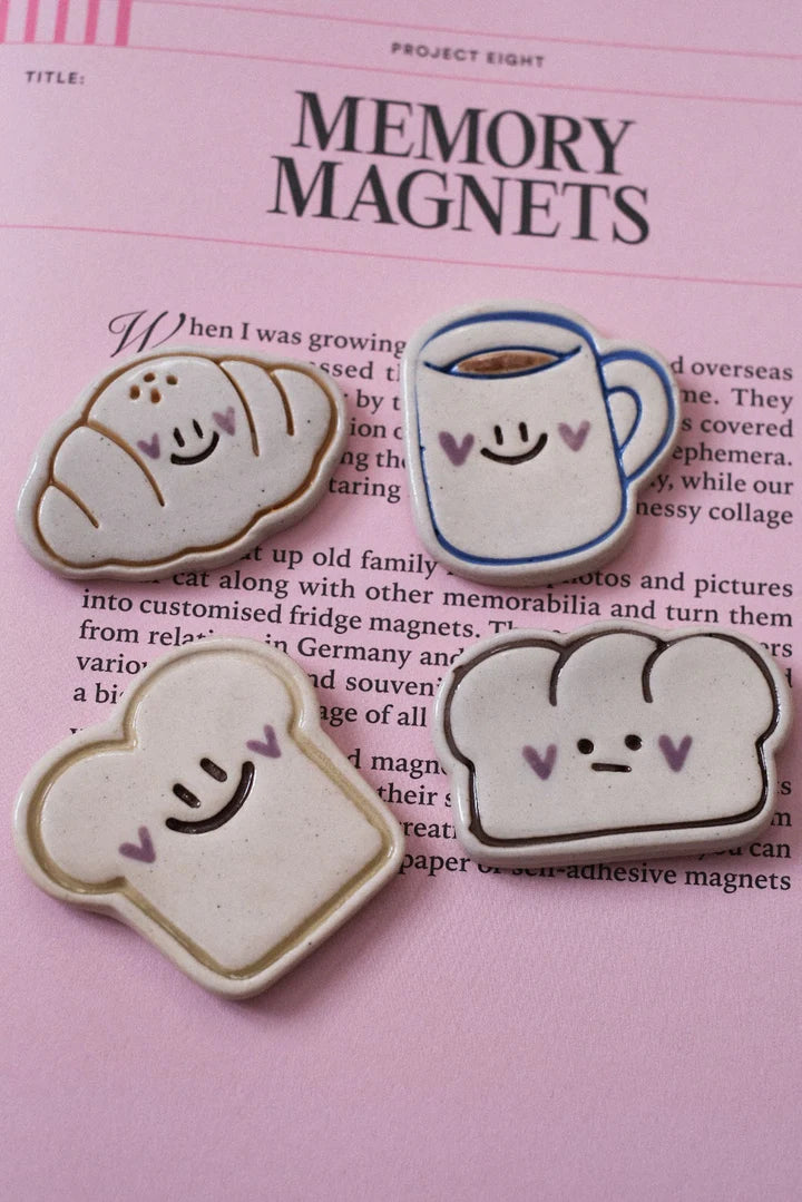 Lot de 4 magnets Croissants Bleu Clémentine ☕️🥐
