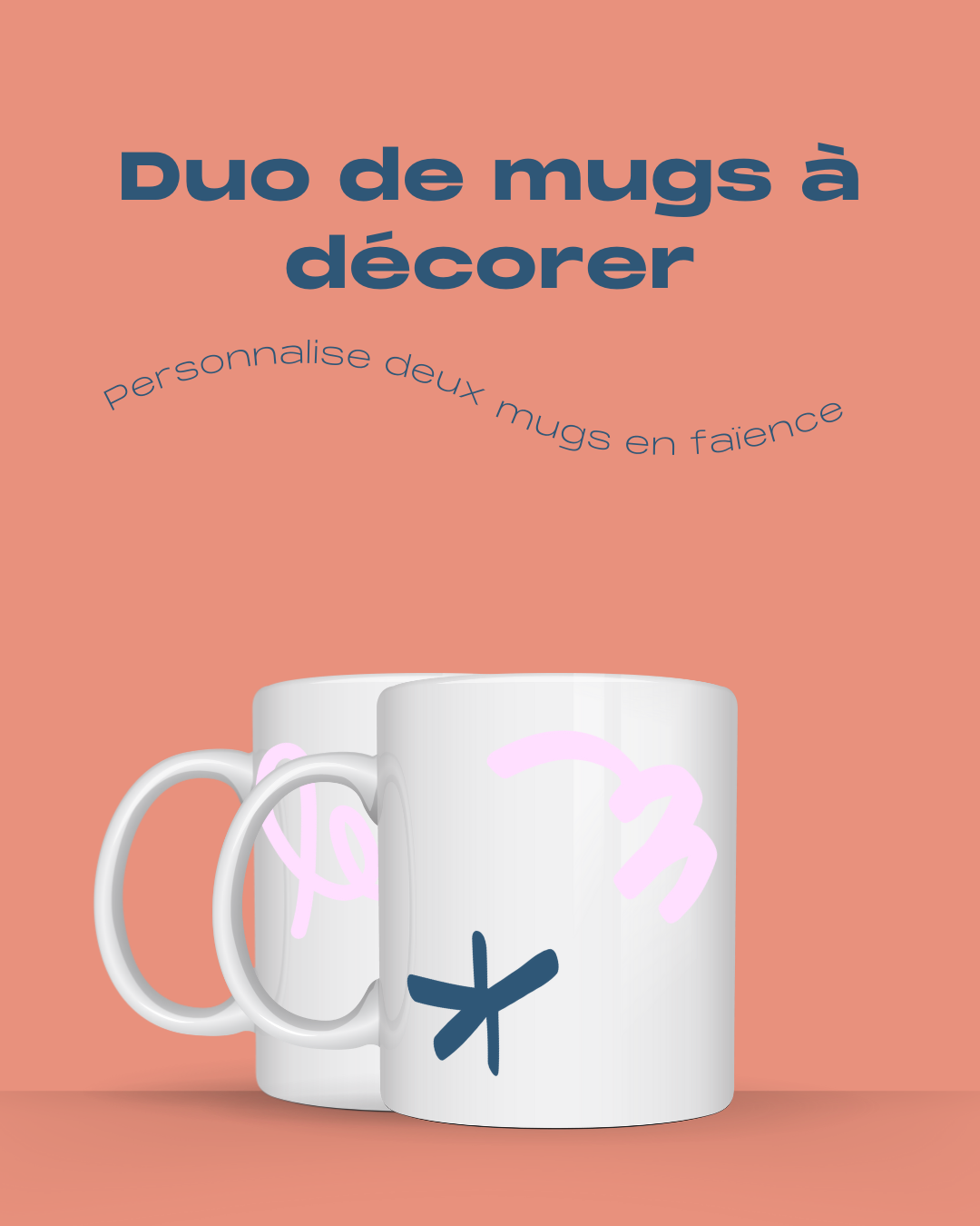 Kit Peinture Tasse DIY - 2 Tasses Céramique + 12 Marqueurs Double Pointe + Autocollants - Cadeau Créatif