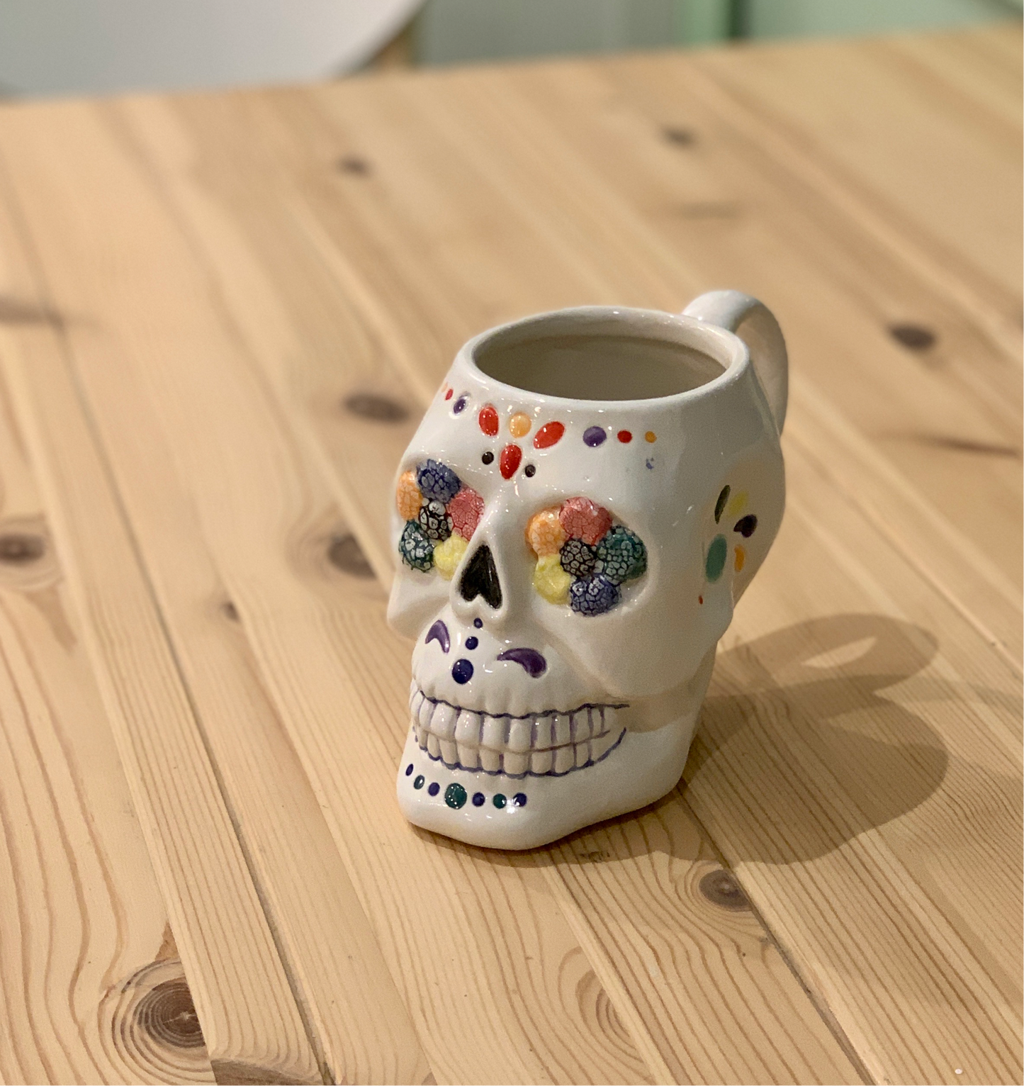 Céramique à décorer - Mug tête de mort fleurie